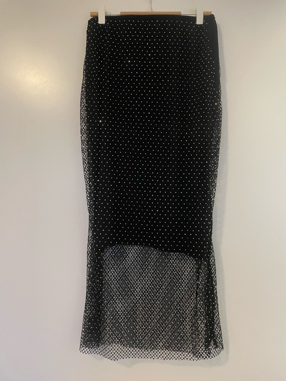 Black Sheer Polka Dot Midi Skirt NWT size S